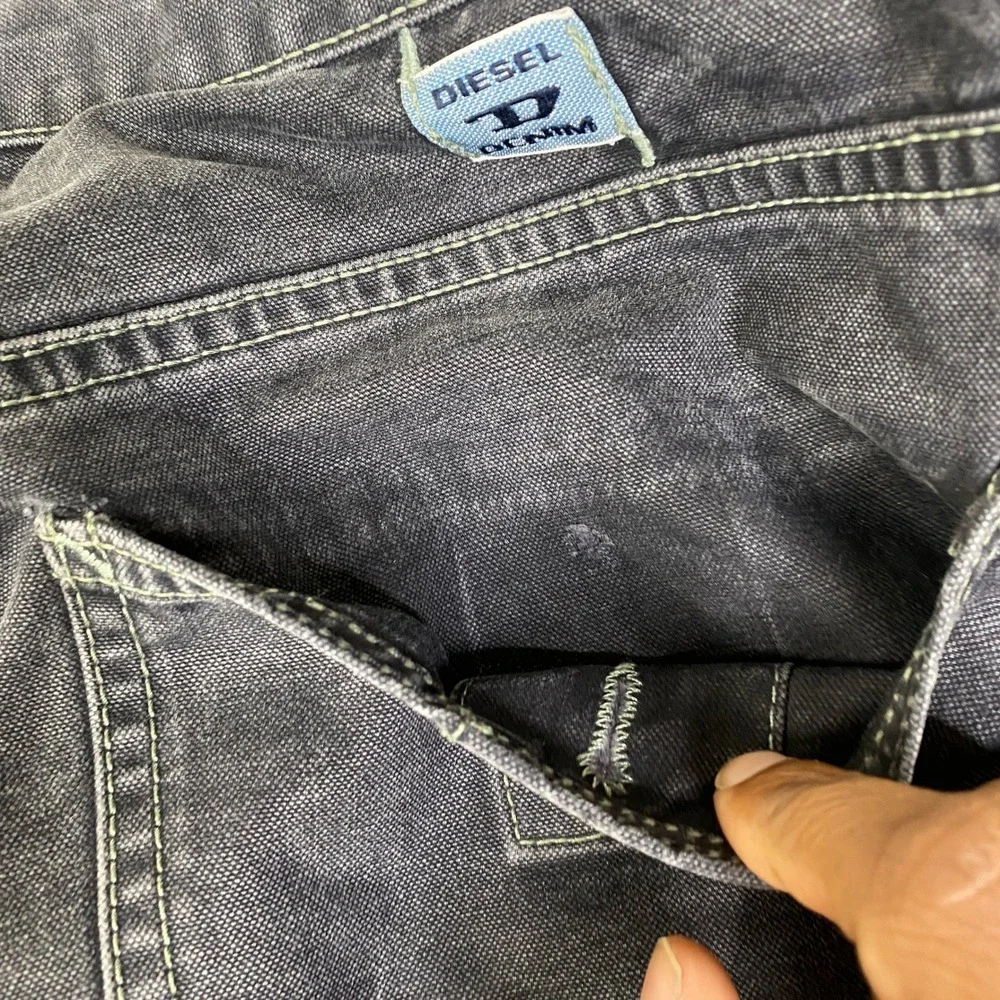 Diesel Italy Mens Pants Faded Black Reinforced Knee Utility Gorp Work Size 34